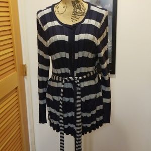 Blue and gray cardigan/sweater